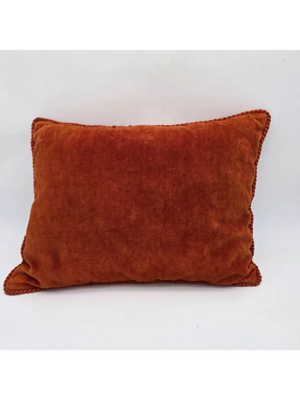Mid-Century Geometric Needlepoint Throw Pillow With Velvet Back In Orange 18